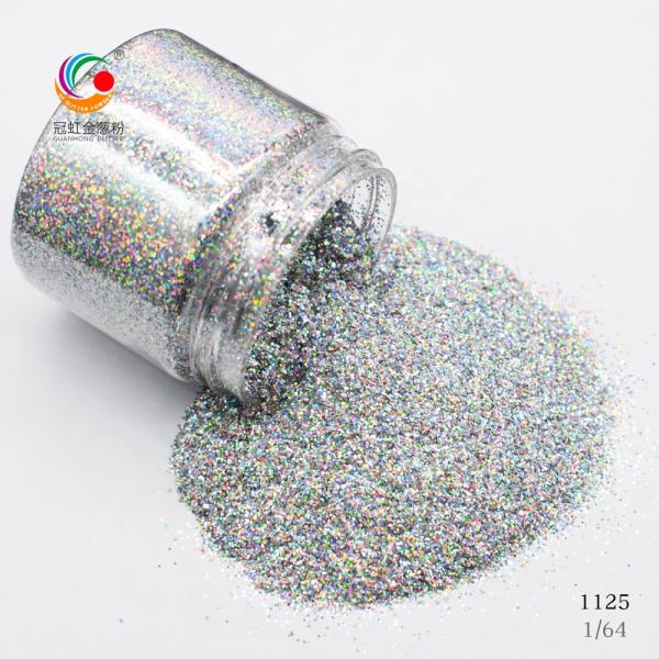 OEM Extra Fine Laser Hexagonal Bulk Holographic Glitter Powder Silver Polyester