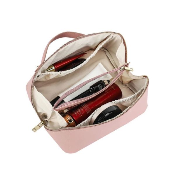 Custom Logo Saffiano Leather Cosmetic Cases Luxury Beauty Essentials Case For Ladies