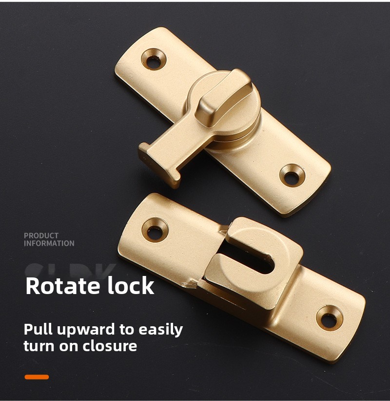 Modern Hotel Bathroom No-Drill Window Solid Aluminum Alloy Door Window Accessories Easy Closure Anti-Theft Lock 1-Year Warranty