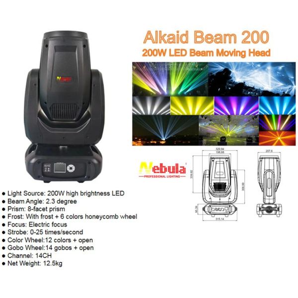 High Brightness 200W LED Beam Moving Head Light for Event Stage