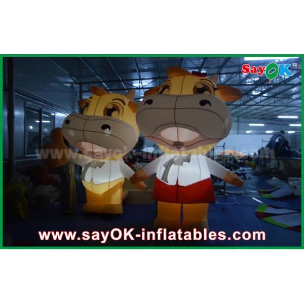 Inflatable Model Custom Animal Oxford Cloth Inflatable Cartoon Cattle Cow With LED Lighting