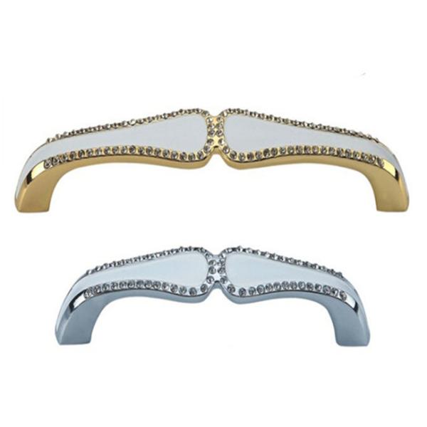 Gold Plated Crystal Door Pulls Gorgeous 96mm Chrome With Shiing Crystal Dresser Knobs