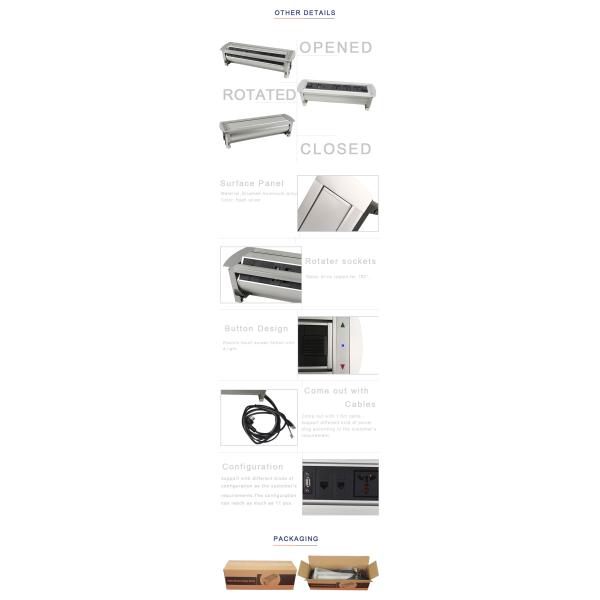 BNT Desktop Motorized Flip Up Socket / Rotating Hidden Power Outlets with 1.5 meter cable plugs