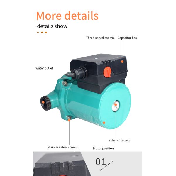 Hot and Cold Water Pressure Booster Small Circulation Ac 220v Mini Water Pump for Shower