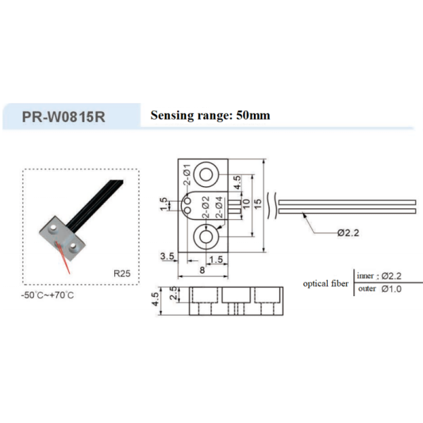 Reflective Optical Fiber Sensor Flat Plate Probe Fiber Optic Component