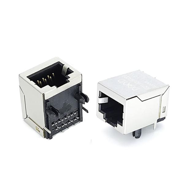 PA66 Black Ethernet Rj45 Connector DIP PCB Mount Without Lamp Flat 8PIN