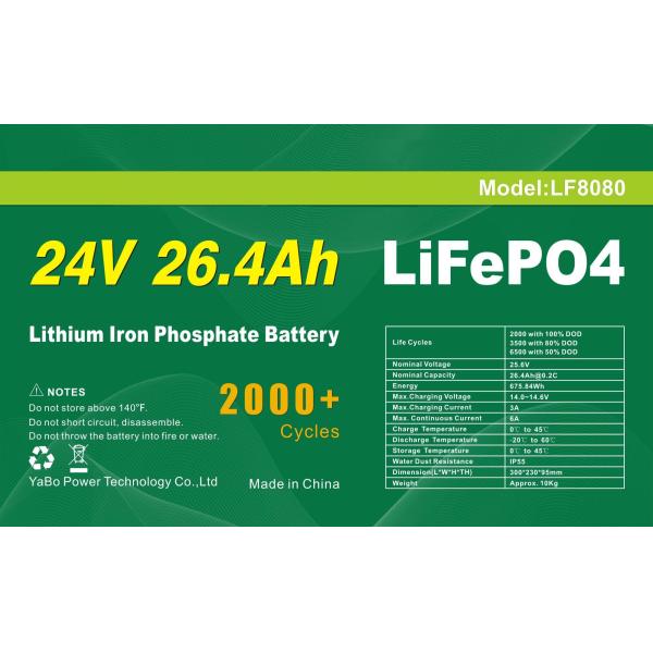 36V 48V Battery Lithium Phosphate , Rechargeable 24V Lifepo4 Battery