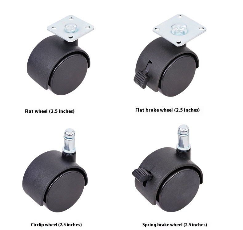 Modern 2.5 Inch Flat Snap Spring Casters Silent Universal Nylon Wheels for Dining Kitchen Furniture Appliances Direct Factory
