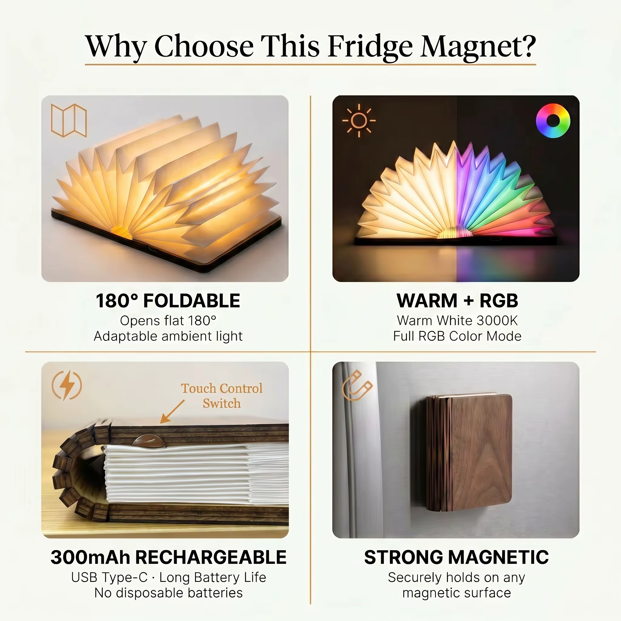 Custom LOGO Foldable Paper Lamp with Refrigerator Magnet LED Night Light Wholesale Promotional Novelty Light Supplier