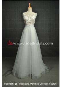 Buy cheap NEW!! Lace capes Aline High waist Zip back wedding dress Tulle Skirt Bridal gown #AS7203 product