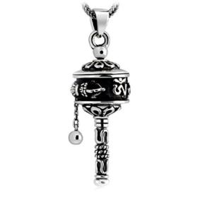 China Sterling Silver Antique-like Vintage Prayer Wheels 925 Silver Wheat Chain Pendant Necklace(N6030807) on sale