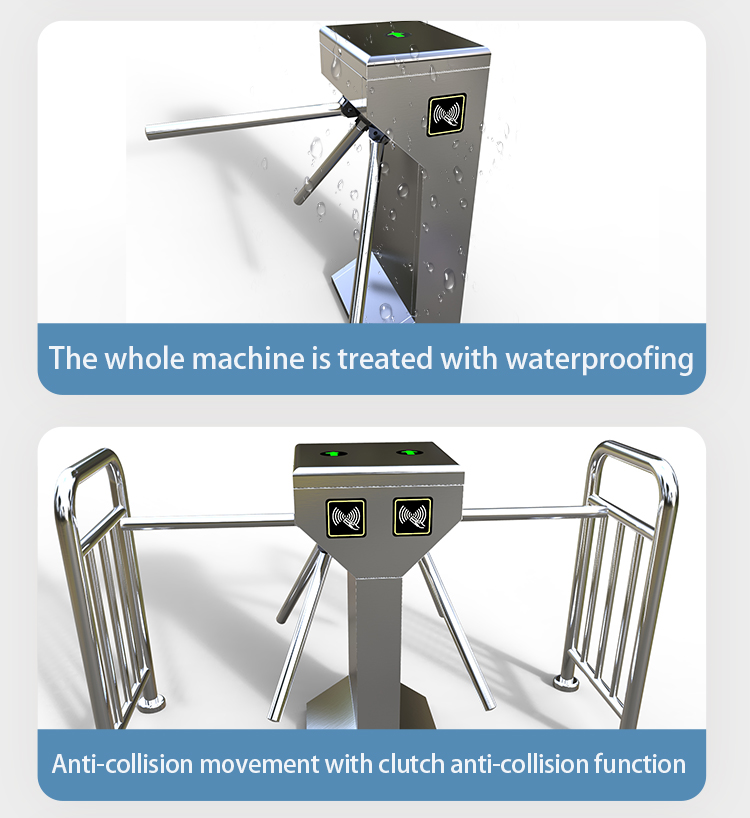 Three-Roller Revolving Door Access Control System with Swing Barrier and Drop Arm Barrier for Tripod Revolving Door