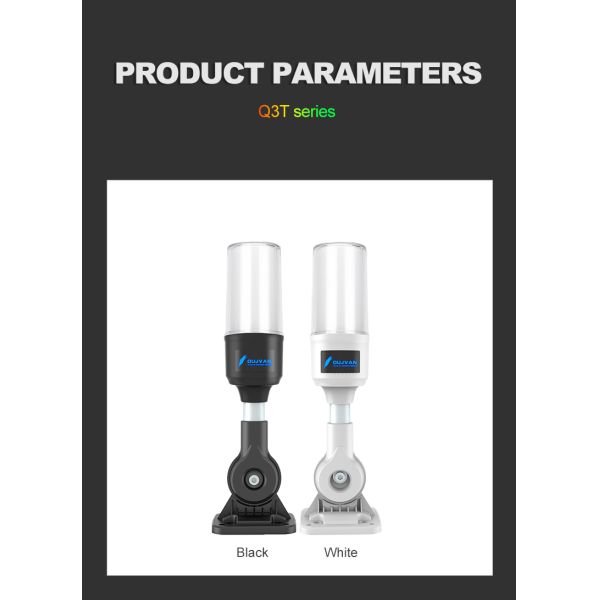 Q3T Industrial LED Indicator Signal Tower Light with Built-in >100dB Buzzer, DC12V DC24V AC220V Optional IP54