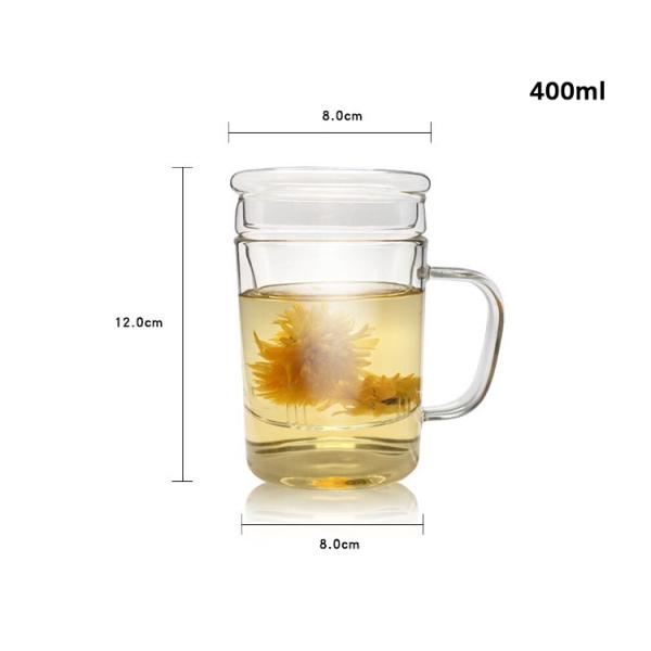 Stocked Glass Tea Cup With Strainer , Eco Friendly Glass Tea Mug With Infuser And Lid
