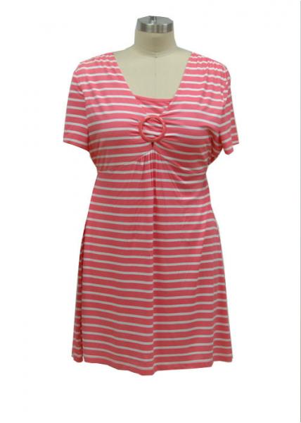 Quality Women'S Casual Cotton Summer Dresses , Striped Maternity Midi Dress Mini Yard Dye for sale