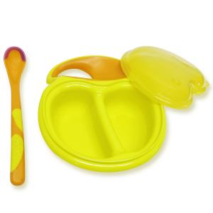 China BPA FREE Yellow Easy Grip Baby Feeding Bowls And Spoons on sale