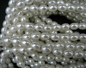 China DIY Handmade Whtie Color 8mm x 12mm Oval ABS Plastic Pearls Loose Beads on sale