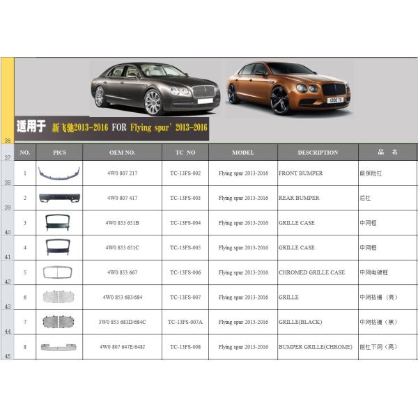 Standard Rear Bumper Trim For Bentley Continental Flying Spur 2013 OEM 4W0 807 725