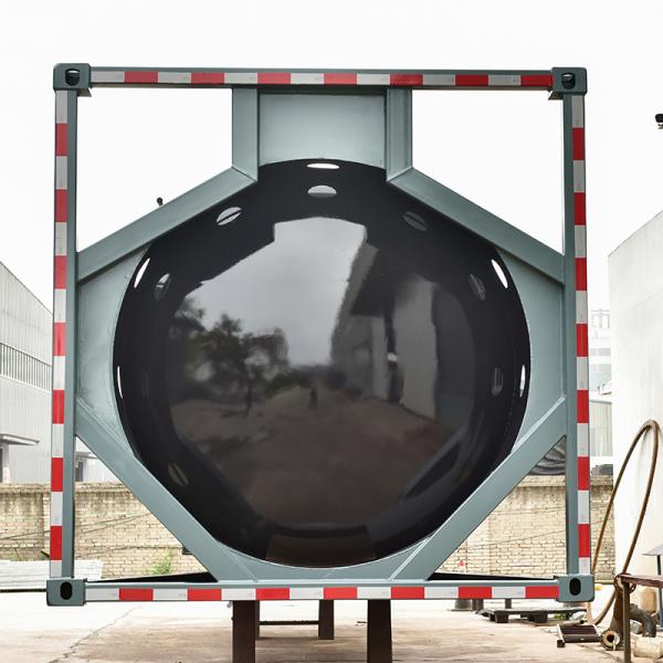Close-up of tank container filling hatches