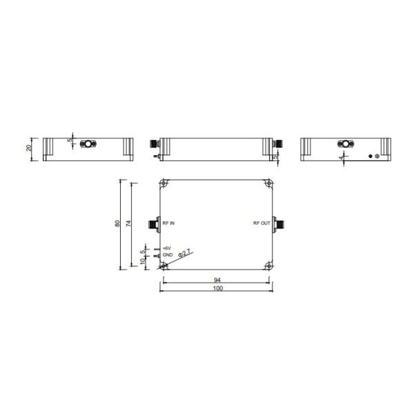 18 - 40 GHz Ka Band Amplifier Psat 27 dBm RF Signal Amplifier for satellite communication, radar systems