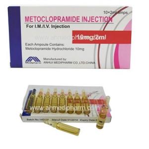 China Metoclopramide Injection 10mg/2ml 10's/box, the drug relief of symptoms associated with acute and so on, GMP on sale