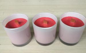 Buy cheap 100% paraffin red glass scented candle with wooden wick  packed into gift box product