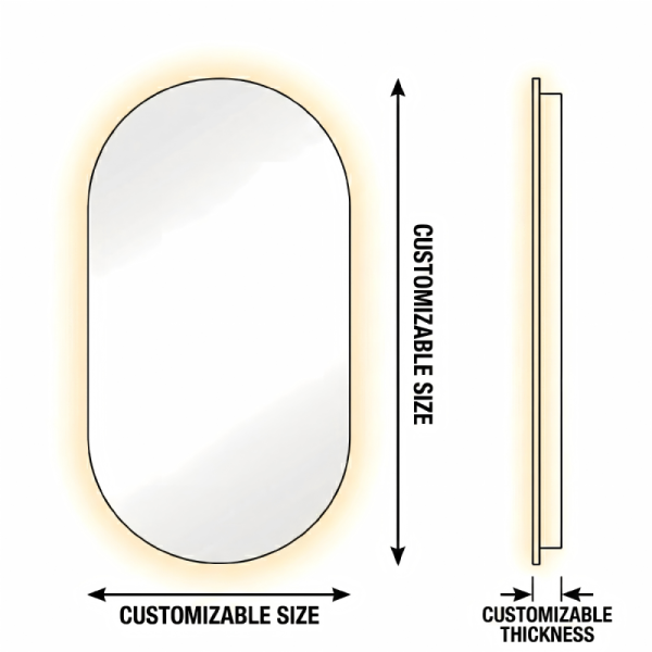 Kingstin Minimalist Frameless Oval LED Backlit Bathroom Mirror | Motion Sensor & Anti-Fog