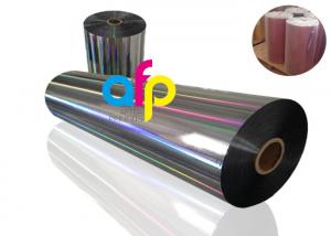 China 20 Mic PET Dry Holographic Film Roll , Clear Polyester Film With Rainbow Pattern on sale