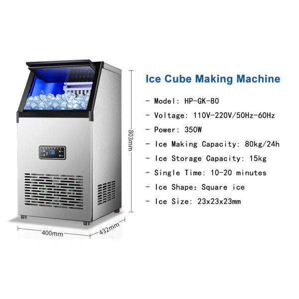Private Mold Stainless Steel Automatic Countertop Ice Maker Machine for Business Home 400x432x803mm Capacity