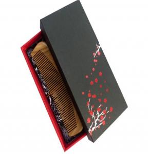 China custom wooden comb packaging hinged box  luxury horn comb gift box  rigid comb paper box on sale
