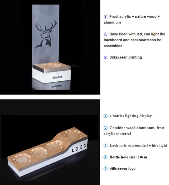 Custom Capacity Alcohol Display Rack LED Bottle Glorifier Stand