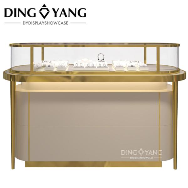 Factory Custom Fashion Oval Jewelry Store Showcases With Led Lights