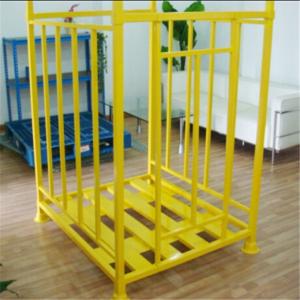 China OEM Yellow Warehouse Stack Rack 1000kg Collapsible Pallet Cage on sale