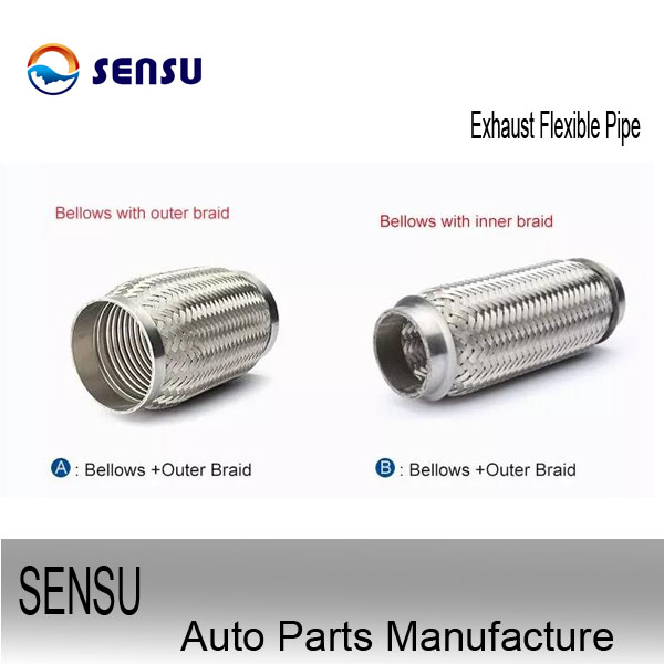 Vibration Absorb 3 Inch Stainless Steel Exhaust Flex Pipe SS202 Wire Braid