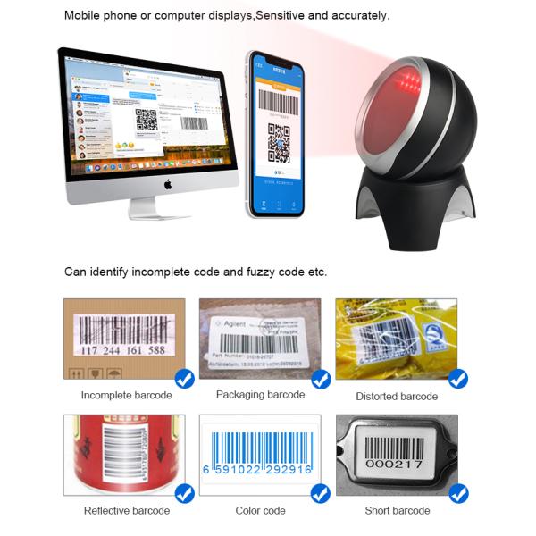 Omnidirectional QR Code Barcode Scanner 2D Platform Pos Scanning Hand Free DP8500