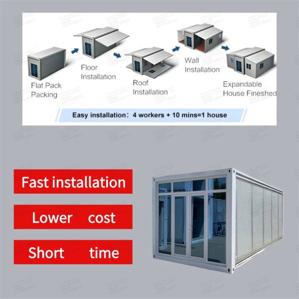 20FT and 40FT Modular Expandable Container House with Galvanized Steel Frame and Customizable Layouts