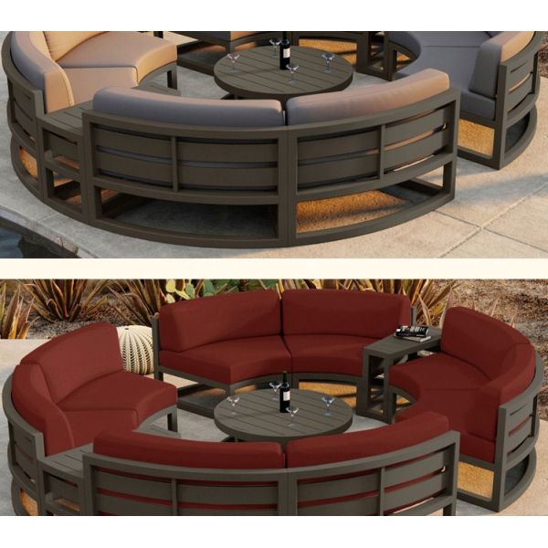 Luxury Outdoor Sofa Courtyard Villa Garden Outdoor Arc-shaped Leisure Combination Aluminum Alloy Waterproof Sunscreen Sofa