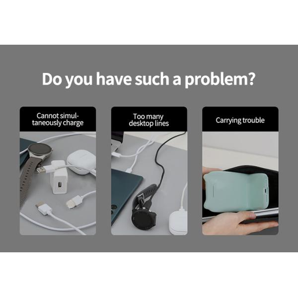 Compact Foldable 2 In 1 Wireless Travel Charger Protection Charging Distance ≤8mm