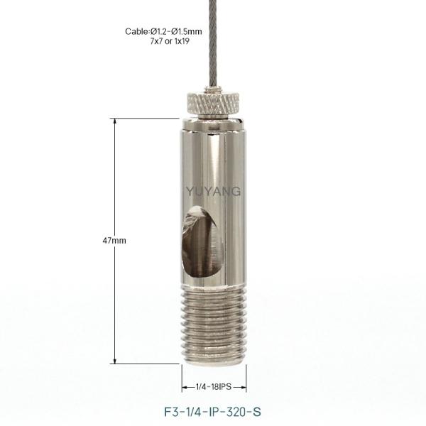 Mesh Nut Brass Cable Gripper 13mm Diameter Power Feed Grippers 1/4 - 18IPS For Lighting F3-320-S