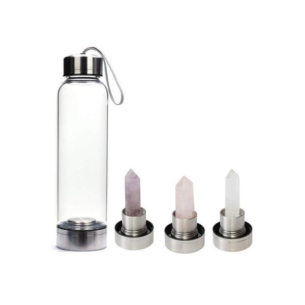 High Borosilicate Glass Drinking Bottles With Hexagonal Crystal Column