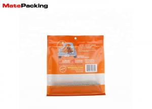 China Flat Bottom Pet Food Packaging Bags Zipper Top Clear Window Customized Logo For Pet on sale