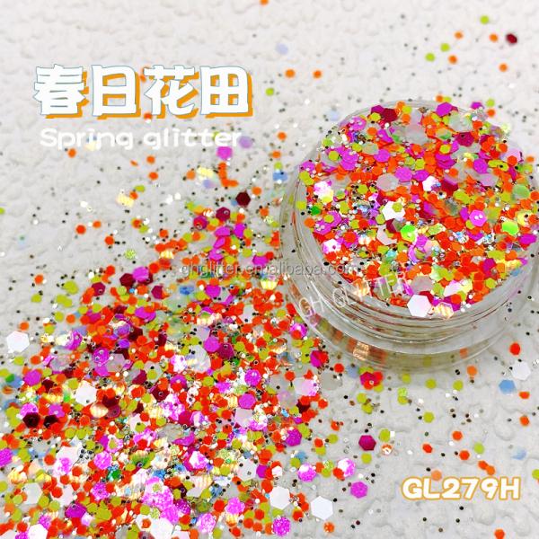 Spring Rainbow Christmas Glitter Mix Powder Hexagonal Body Holiday Decoration