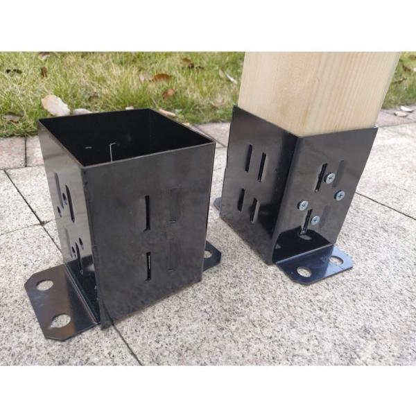 OEM ODM Sheet Metal Fabrication Pergola Base Plate With Powder Coated Triangle Bracket
