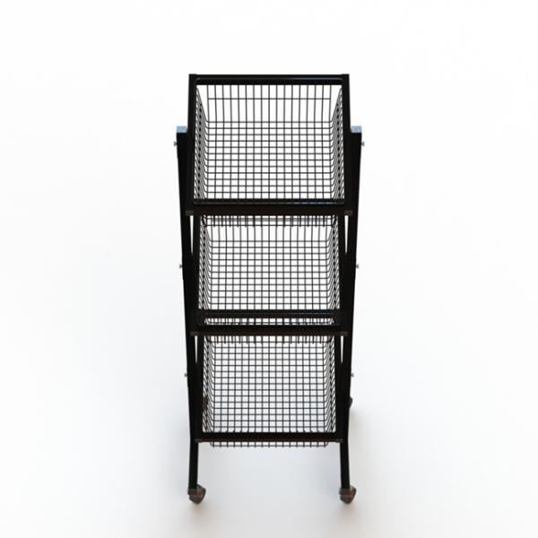 Iron Wire Grocery Display Stands With Wheels Knockdown Structure