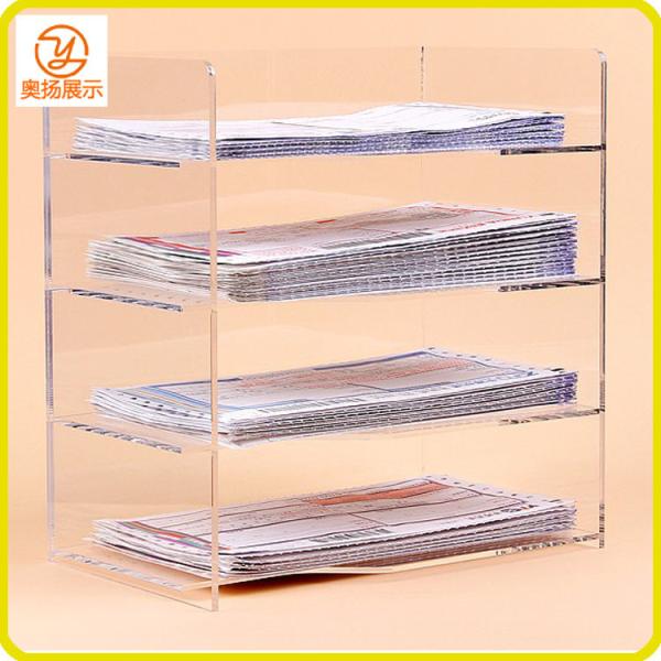 China factory customized 4 tiers acrylic brochure display organizer