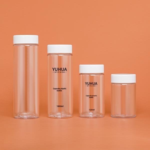 cylindrical Plastic Bottle Pet Material With White Cap Empty PET Plastic Bottle