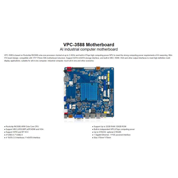 VPC-3588 AI Industrial Computing Mainboard support int4/int8/int16/FP16/BF16/TF32 HDMI 2.1 Interface