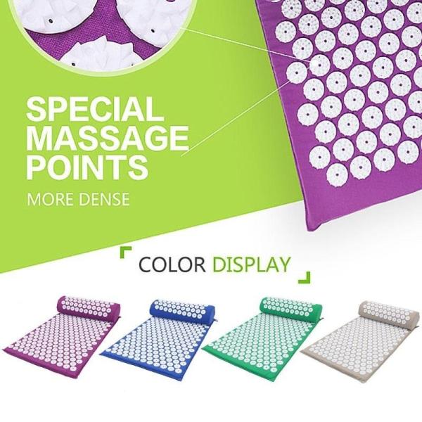 Acupressure Relieve Stress Back Spike Mat , Yoga Massage Mat With Pillow