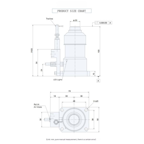 T24E-20 Square Base 20mm CNC Engraving Milling Tool Setter Measurement Detection Z Axis Pre-setter for CNC Control Machine