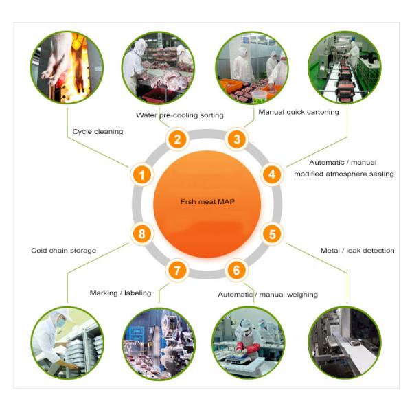 Fresh Chicken MAP Packaging Machine Vacuum 0.6 - 0.8 MPa Working Pressure